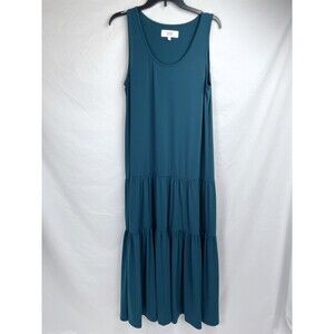 Textile Elizabeth & James Dress LARGE Green Maxi Long Tank Sleeveless Tiered